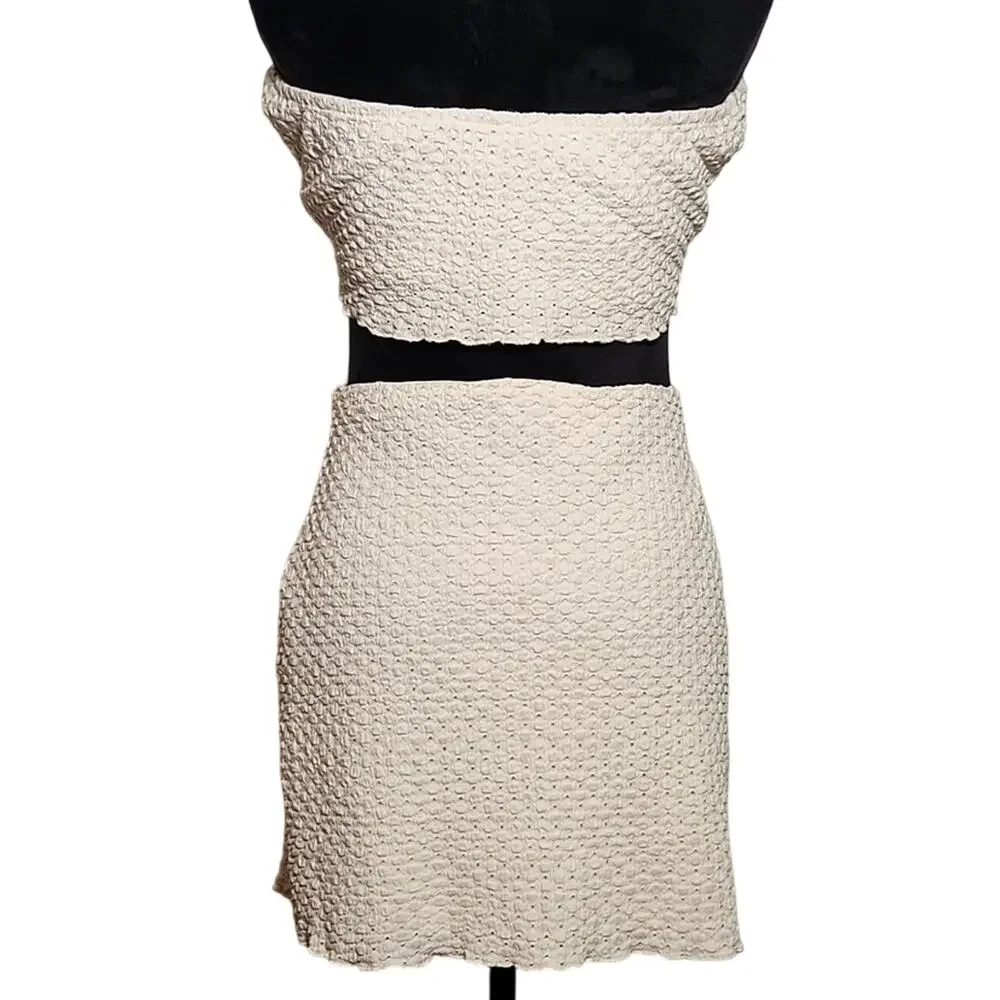 LE LIS NWT 2Pc Knit Scarf Tube Top and Mini Skirt, Size Large